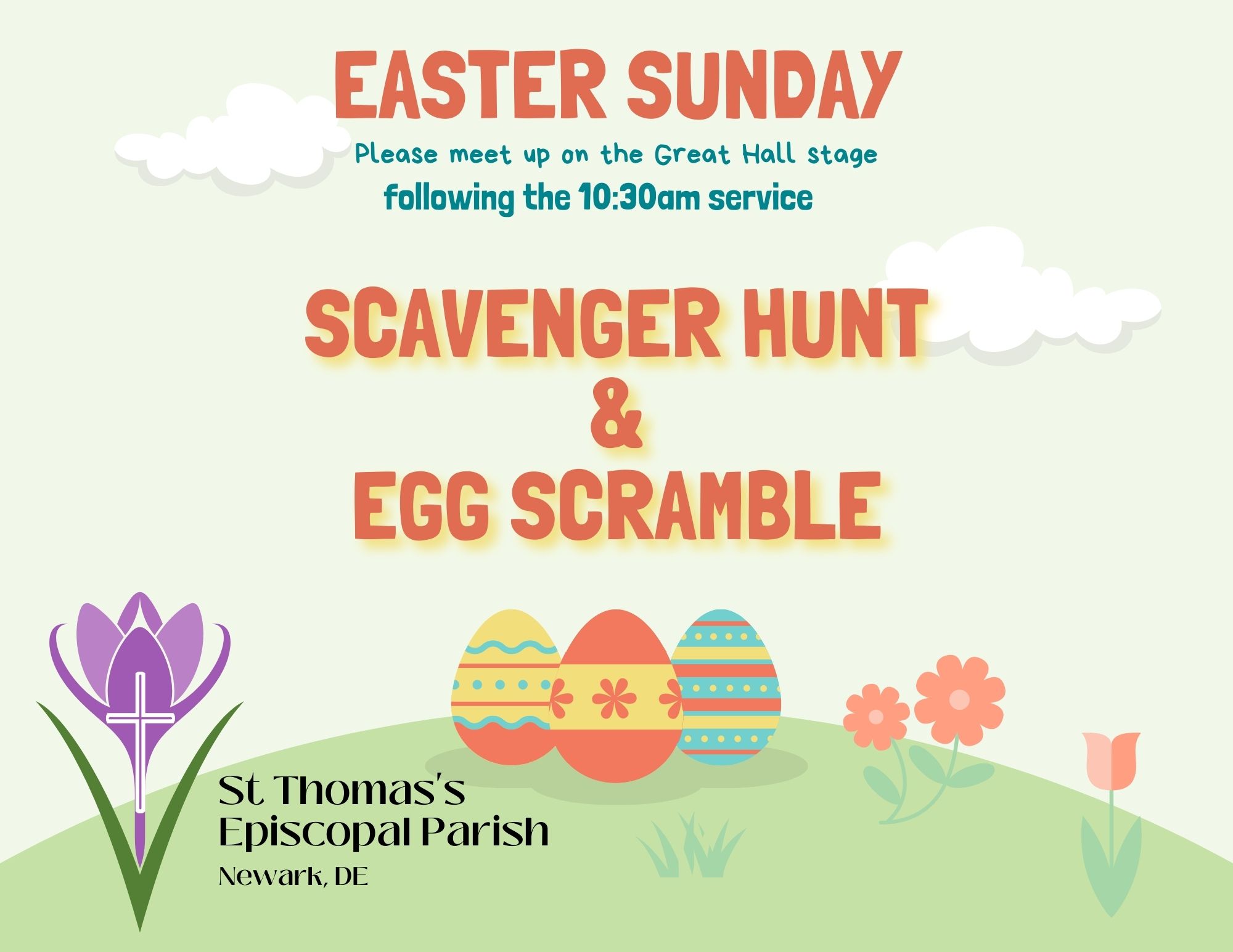 Easter Sunday 2023 scavenger hunt and egg scramble